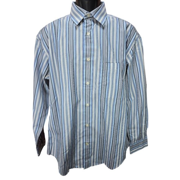 Johnston & Murphy Mens Easy Care Striped Long-Sleeve Dress Shirt Medium - Picture 1 of 8